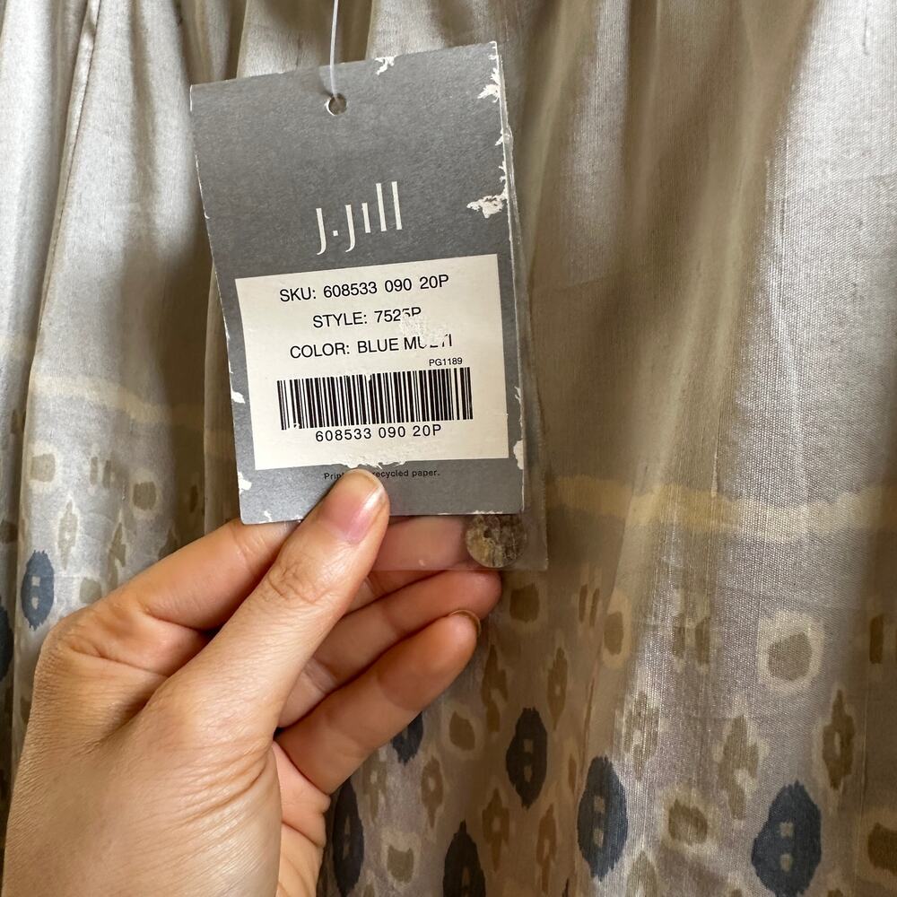 J. Jill Blue Silk Boho Midi Skirt Size 20 Petite - Picture 4 of 10